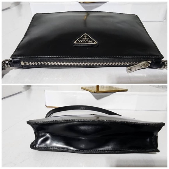 Authentic PRADA Spazzolato Mini Patent Leather Shoulder Bag Black - Picture 15 of 16